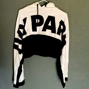 ivy park black and white cropped oversized long sleeve hoodie.